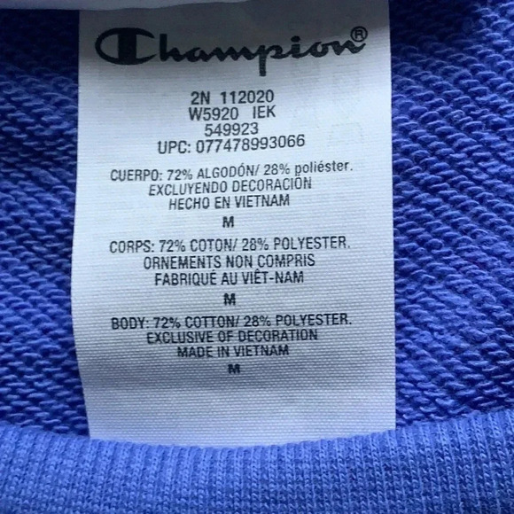 Champion Cropped Sweatshirt French Terry Top Blue - Picture 8 of 8